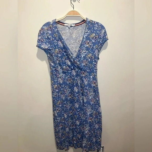 Boden Periwinkle Multi Colored Flowers Floral Short Sleeve Cotton Dress Size 6R‎ - Picture 1 of 10